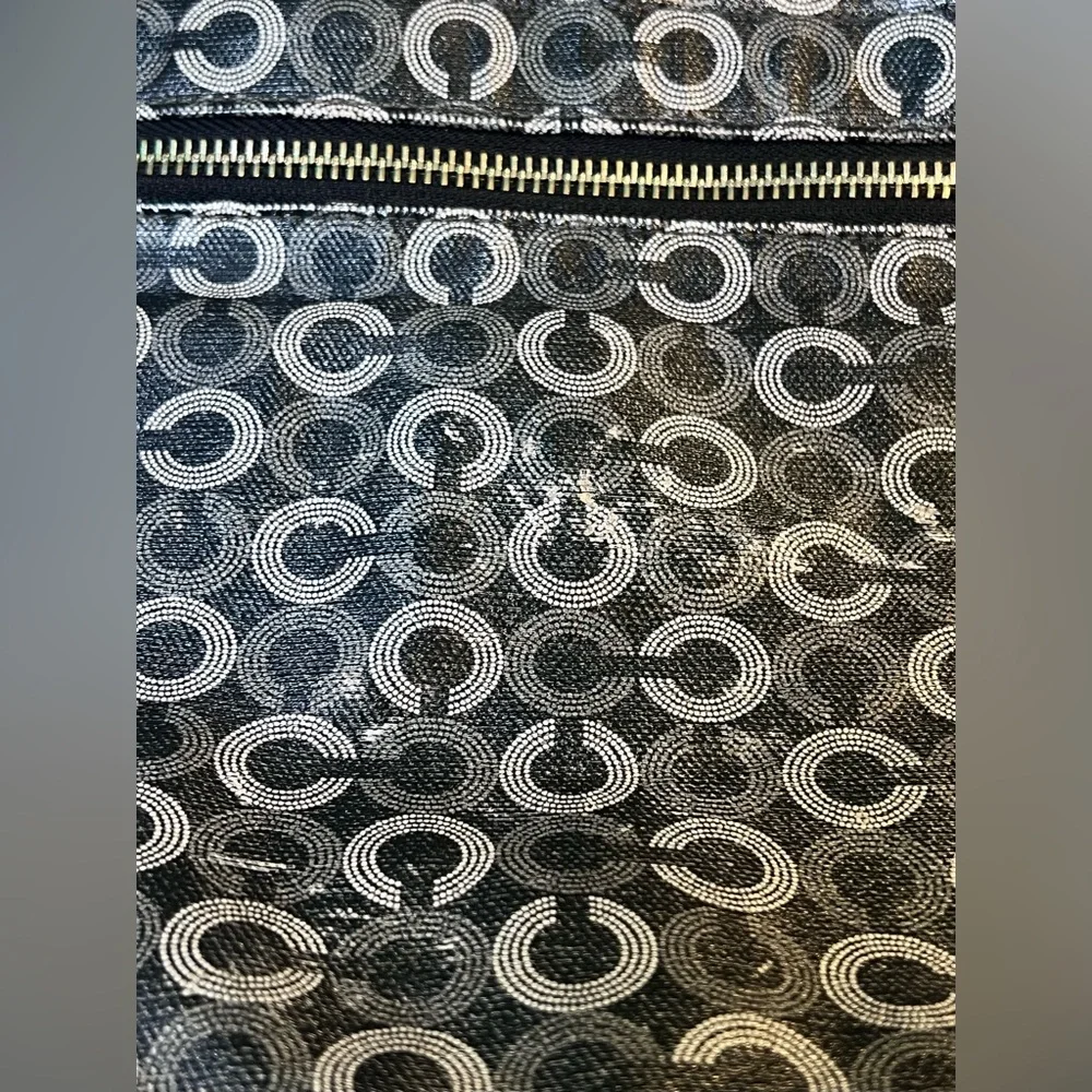 Authentic Coach Waverly Op Art Leather Diaper Bag Gray And Black XL Bag